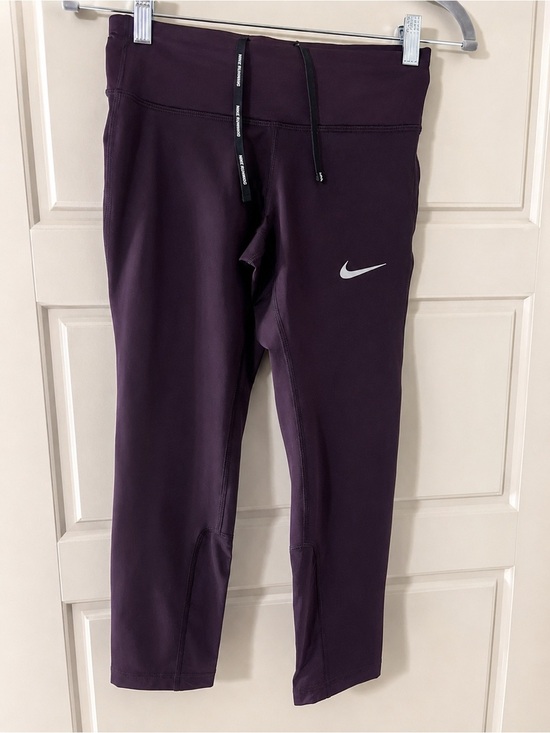 Nike Pants - Nike Running Dri-FIT Crop Leggings Purple Plum XS Drawstring Pocket Athletic